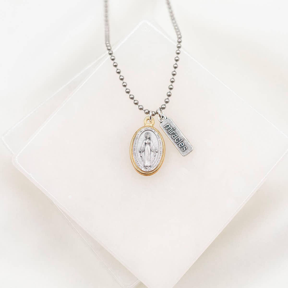 Miraculous Mary Necklace - Silver / Gold