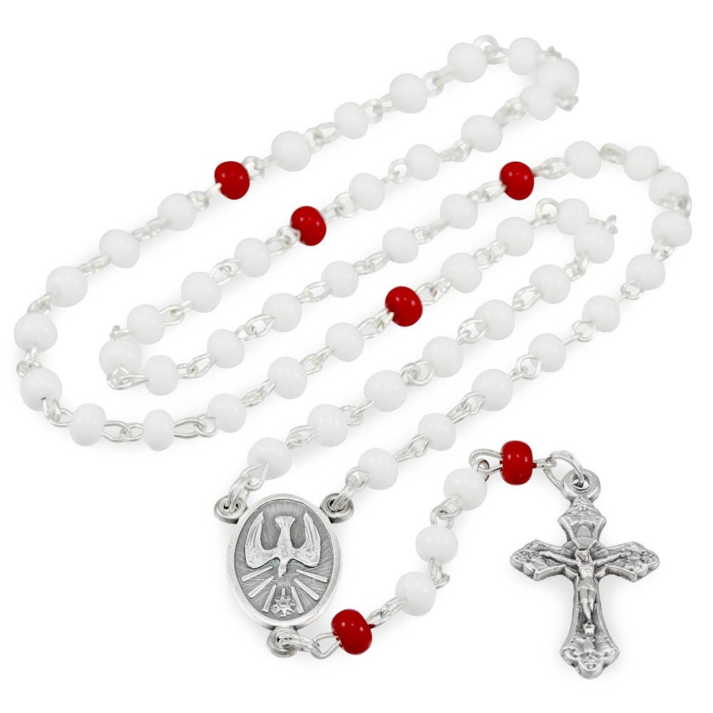 Holy Spirit Rosary Glass Beads and Box Gift Set