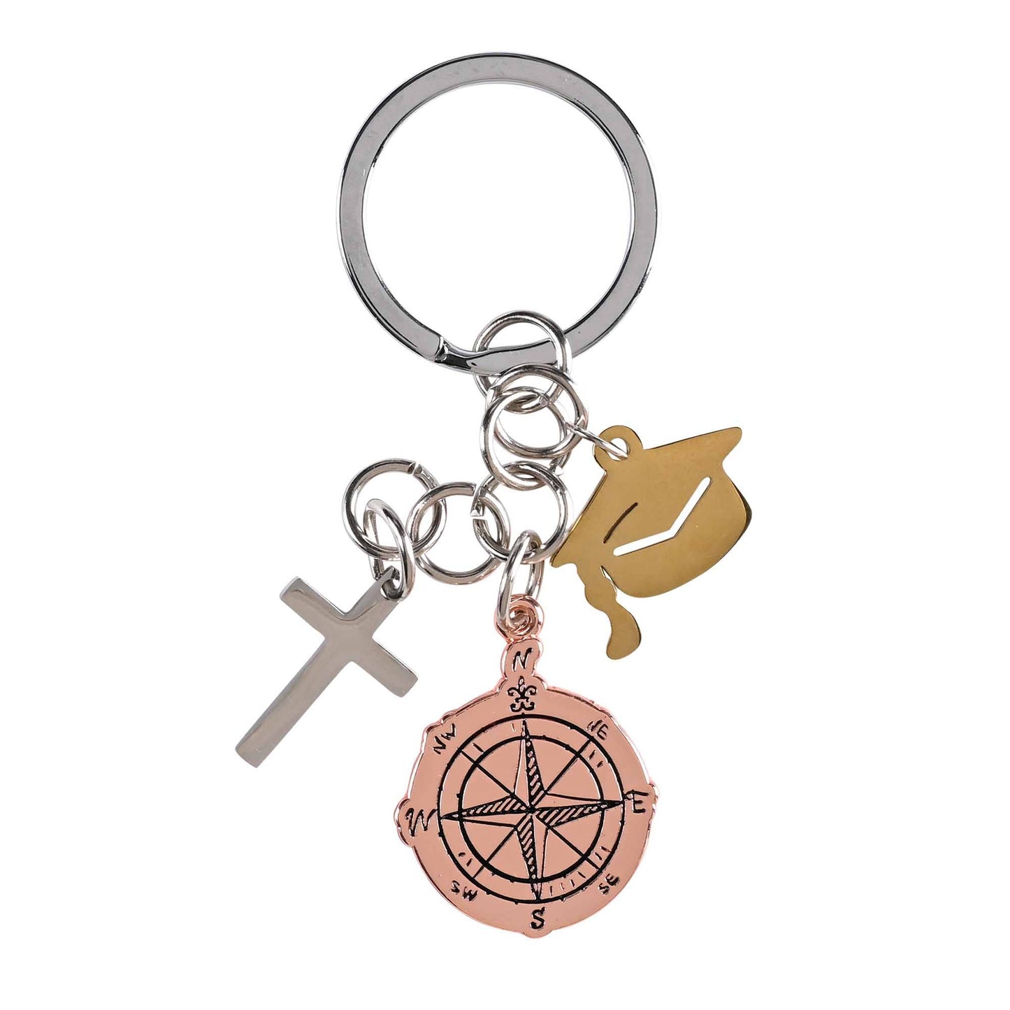 Keyring Grad Cap Compass Cross