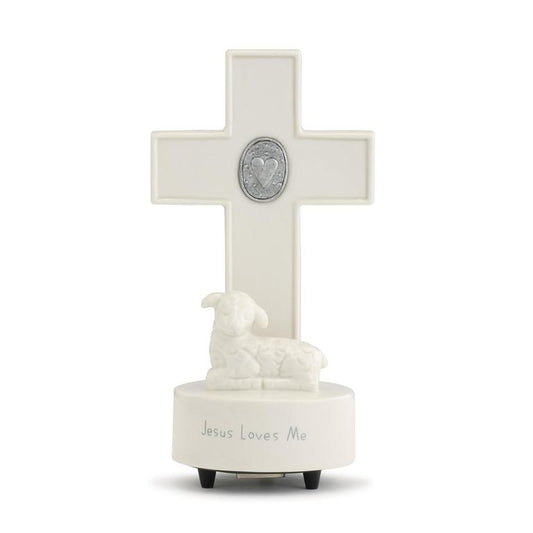 Jesus Loves Me Medallion Musical Cross - 4.25x8in