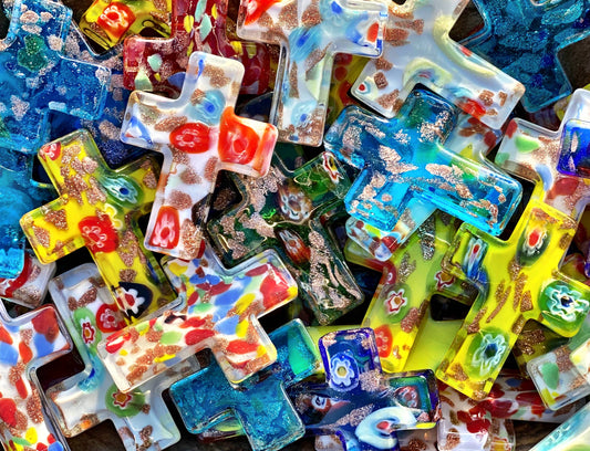 Glass Pocket Cross - Sold Individually