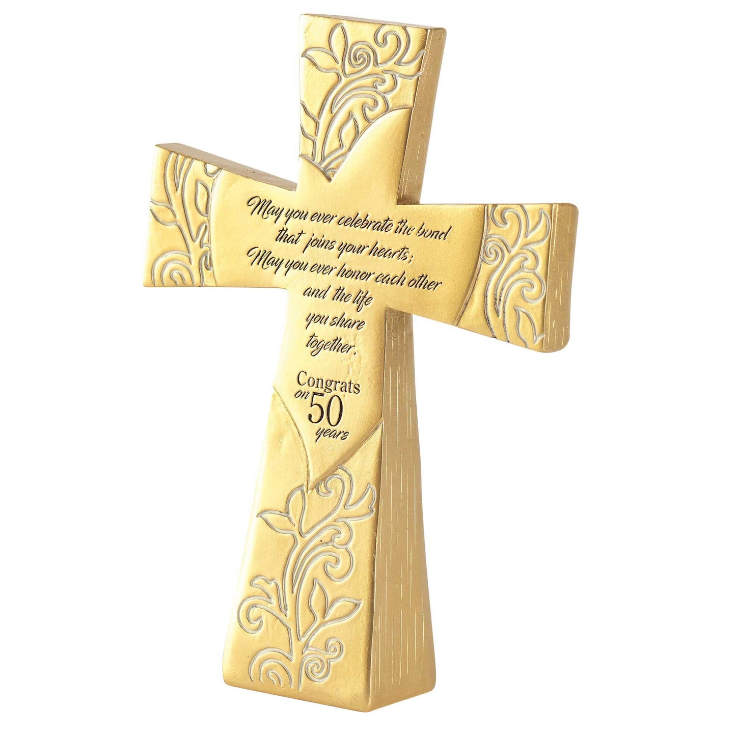 50TH Wedding Anniversary CELEBRATE 50 YEARS RESIN TABLETOP CROSS