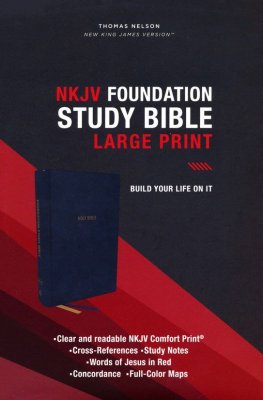 NKJV Large-Print Foundation Study Bible--soft leather-look, blue