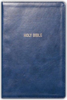NKJV Large-Print Foundation Study Bible--soft leather-look, blue