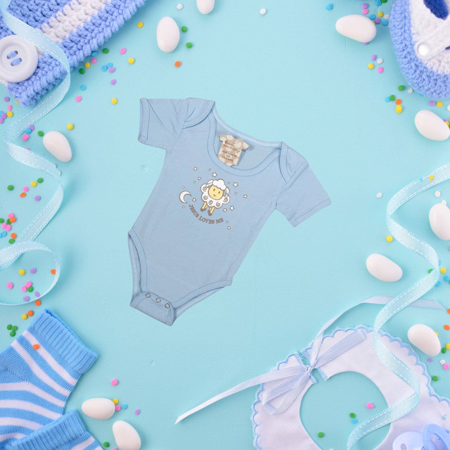 Baby Shirt 3-6Mo Blu Jesus Love Me Cotn