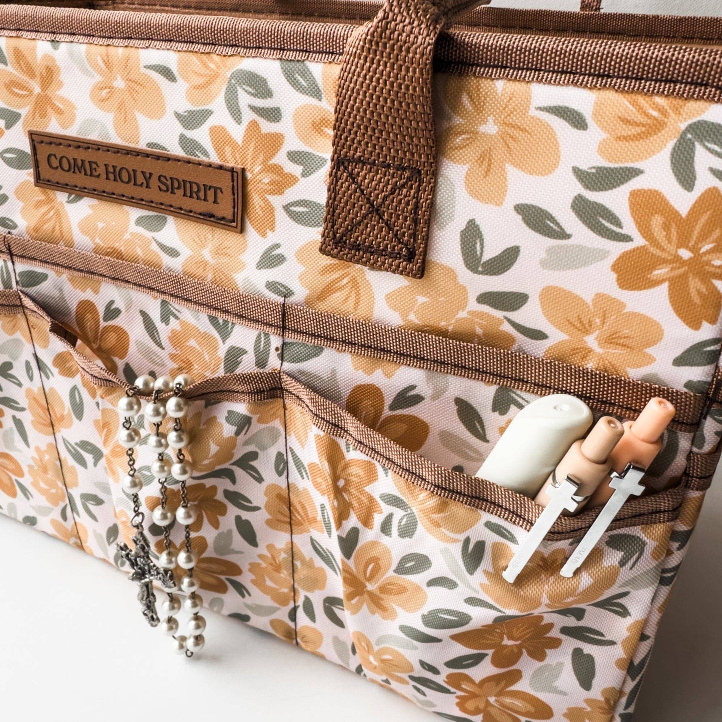 Catholic Prayer Corner Caddy - Yellow Flowers/Surrender