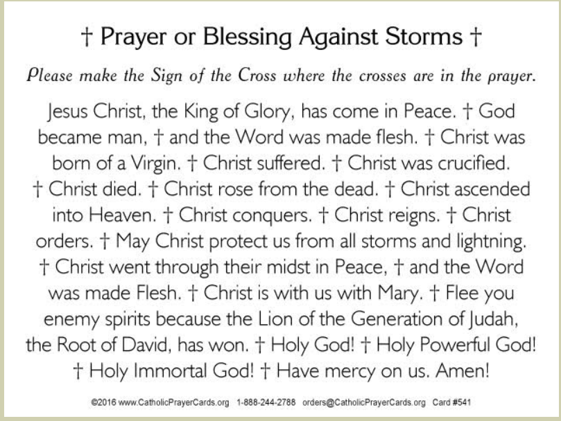 Prayer Against Storms Prayer Card