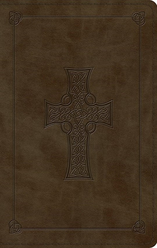 ESV Large Print Value Thinline Bible-Olive Celtic Cross Design TruTone