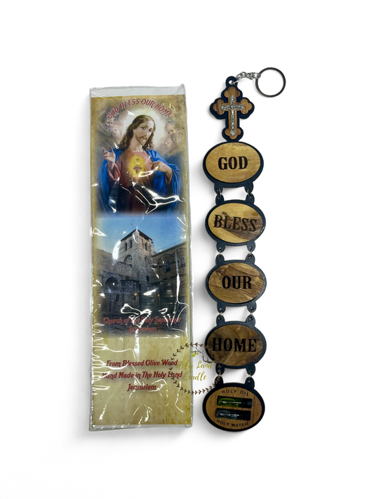 Olive Wood "God Bless Our Home"