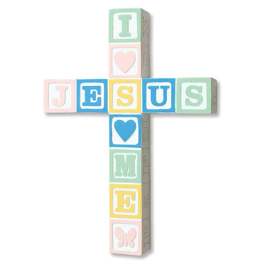 Baby Block Wall Cross - Pastel