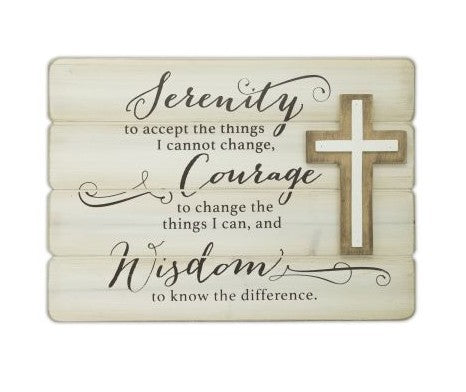 Serenity Plank Wall Plaque W/ Cross