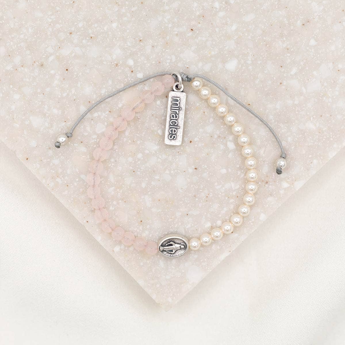 Mother Mary, Mother Me Bracelet-Silver/Amazonite