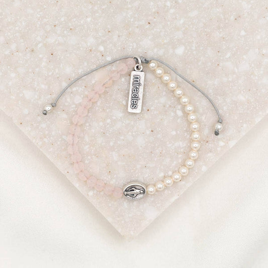 Mother Mary, Mother Me Bracelet-Silver/Amazonite