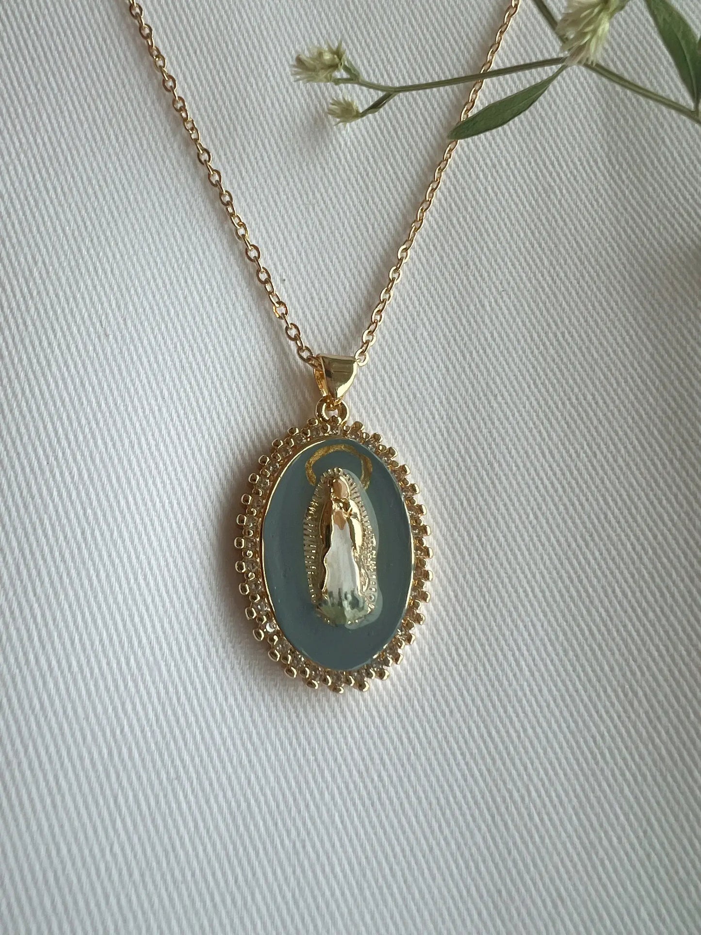 Miraculous Medal in Blue Necklace