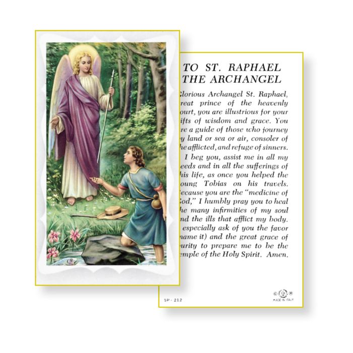 5P-212 To St. Raphael The Archangel Holy Card Paper