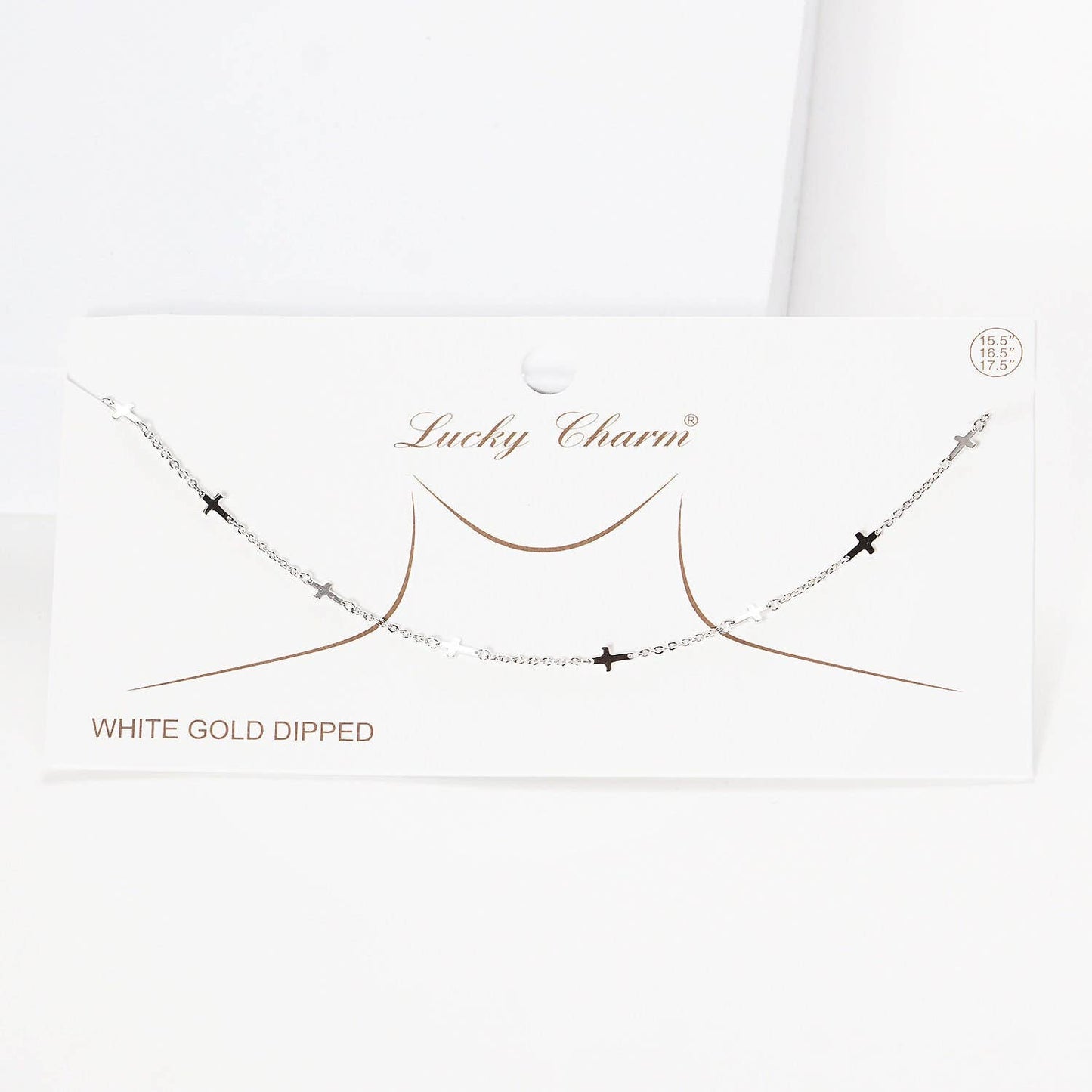 Gold Plated Chain w/ Dangling Crosses Necklace