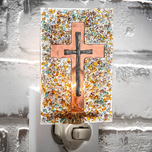 Stained Glass Cross Night Light | Handcrafted J Devlin
