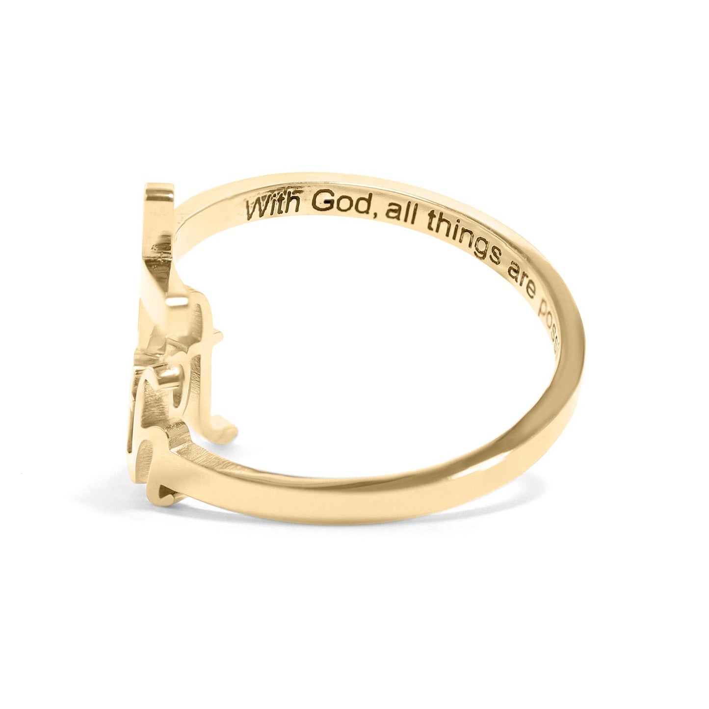 18K Gold PVD Adjustable "Faith" Ring