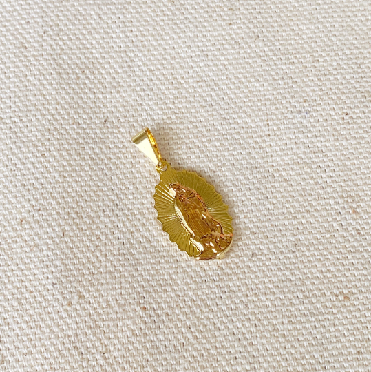 18k Gold Filled Pendant of Lady Of Guadalupe Featuring Rose Gold Detail