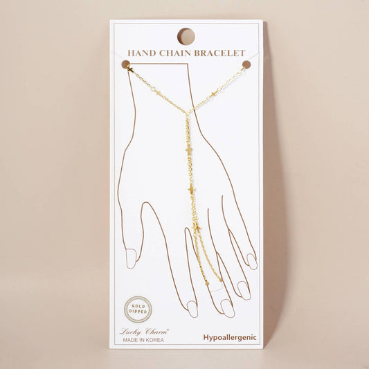 Religious-Theme Satellite Delicate Cross Hand-Chain Bracelet