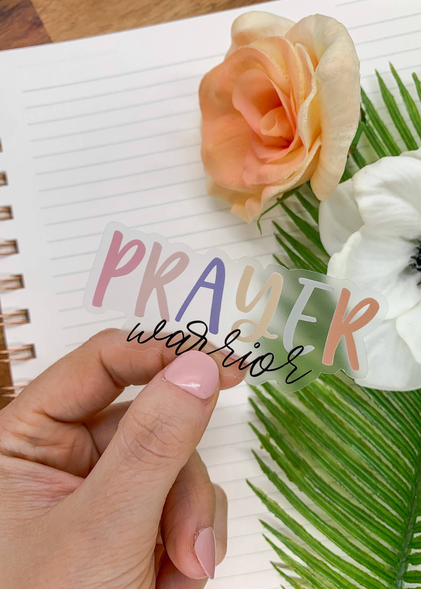 Prayer Warrior, Christian Clear Vinyl, Sticker, 3x3 inch