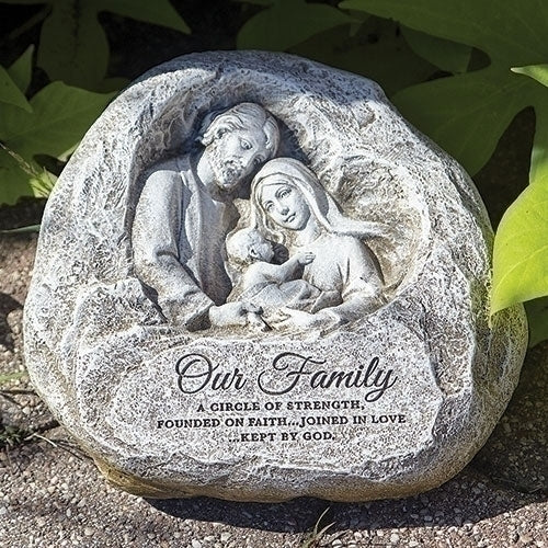 4.25"H HOLY FAMILY GARDEN STONE