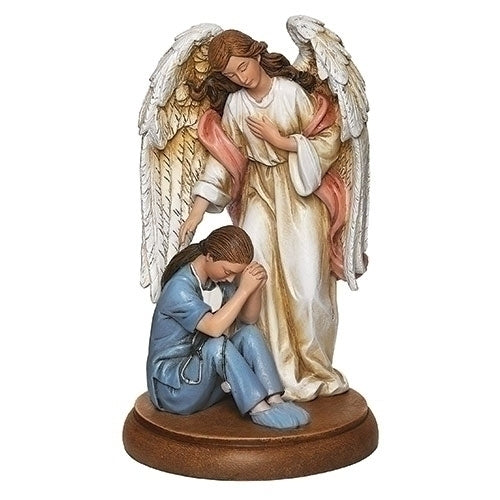 7.25"H GUARDIAN ANGEL W/FEMALE HEALTHCARE WORKER