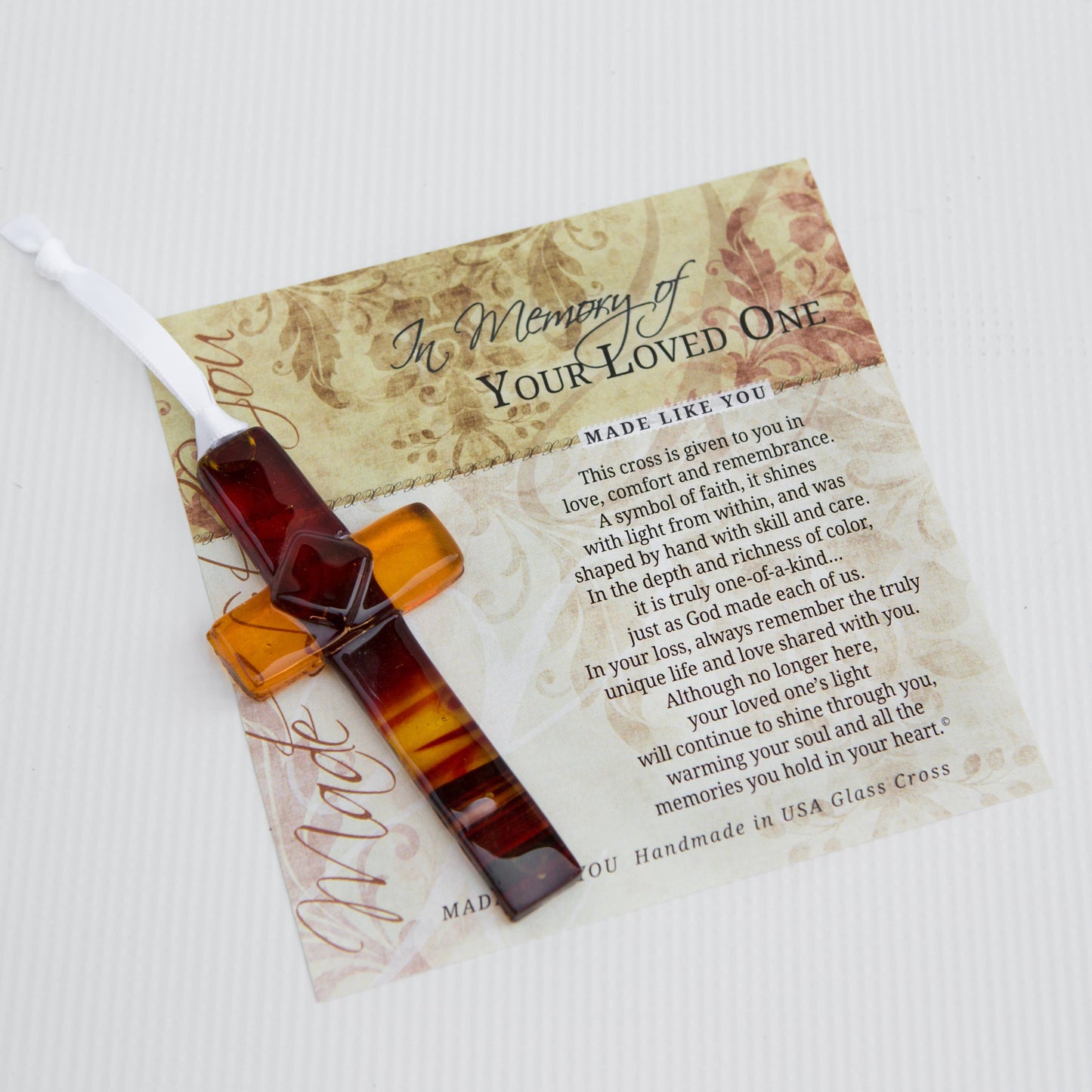 Memorial Remembrance Handmade Glass Cross