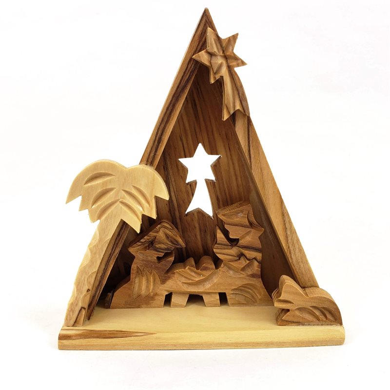 Christmas Nativity Triangle Made of Olivewood 3.5"