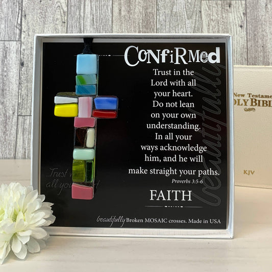 Confirmation Gift Cross for Boy or Girl: Handmade Glass 4462