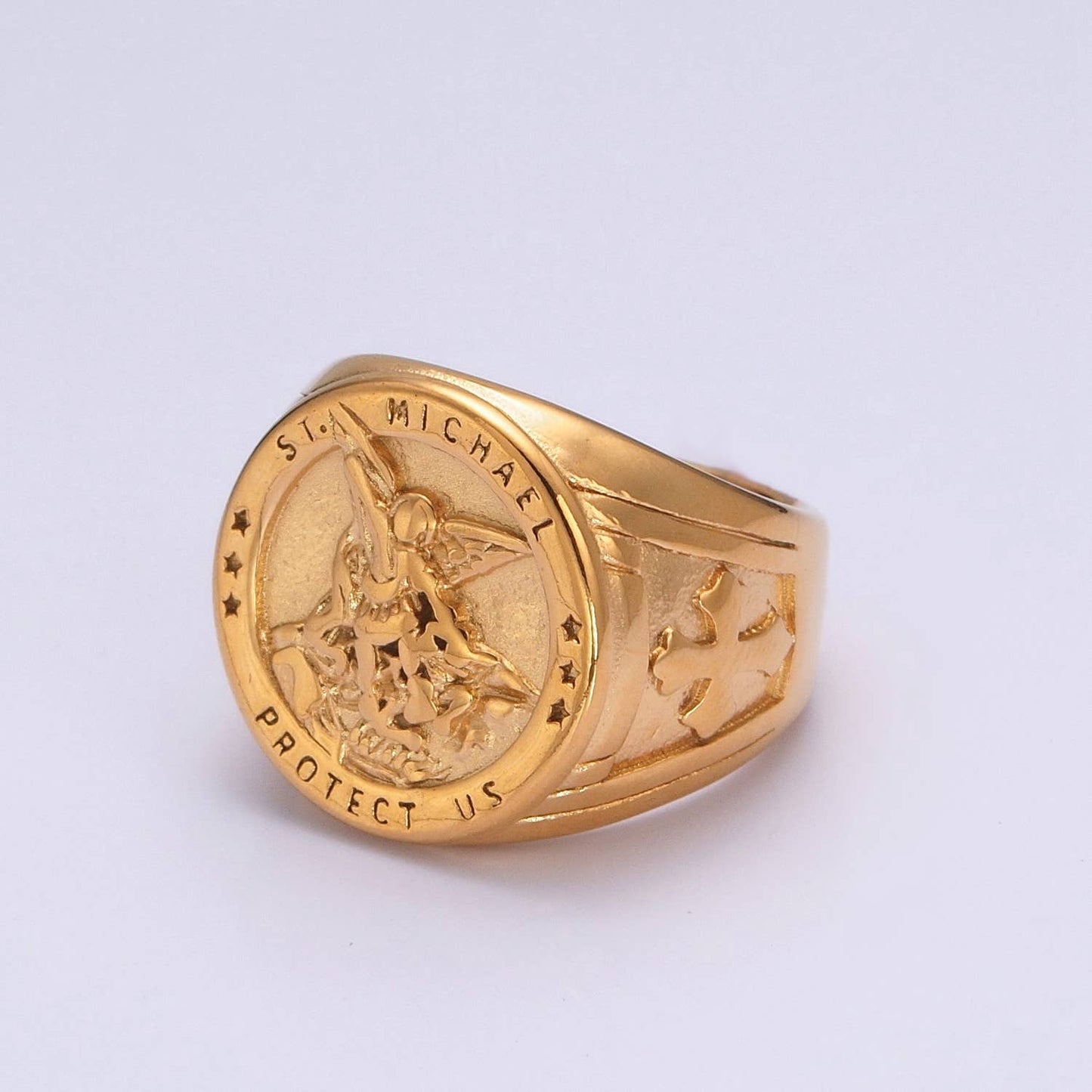 Gold/Silver Religious St. Michael Signet Ring for Men