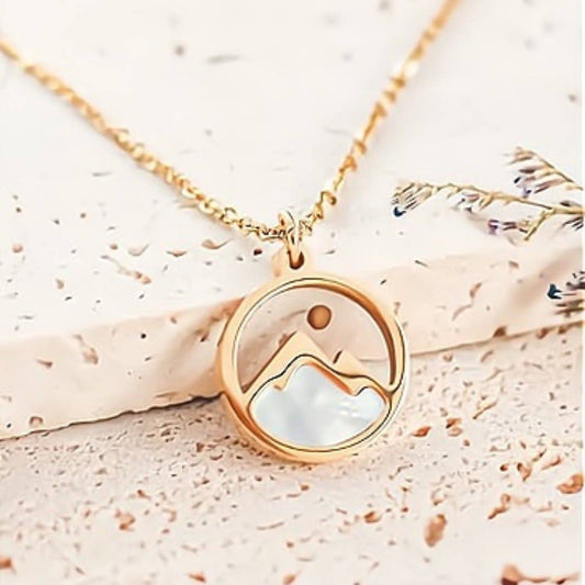 Rose Gold-Plated Mustard Seed Mountain Round Pendant Necklace 18-inch