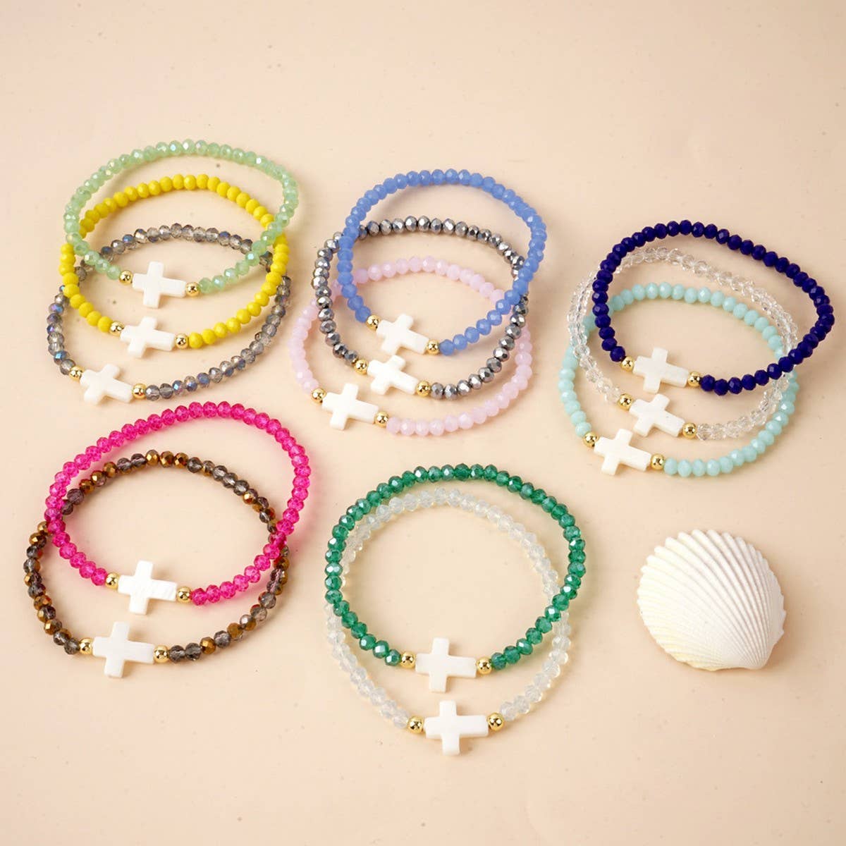 CROSS COLORED CRYSTAL HANDMADE BRACELET