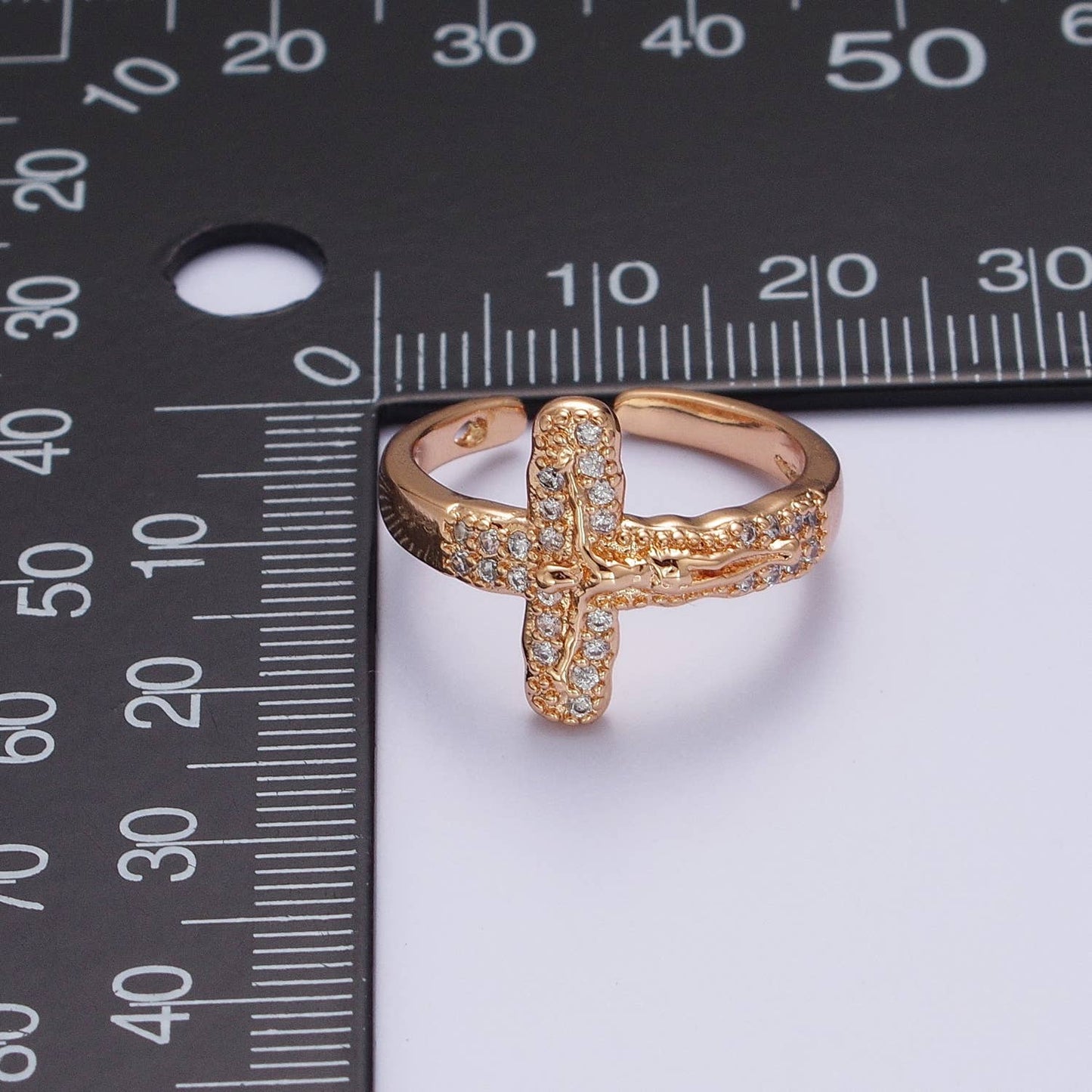 18K Gold Plated Religious Bold Crucifix Catholic Ring O1988