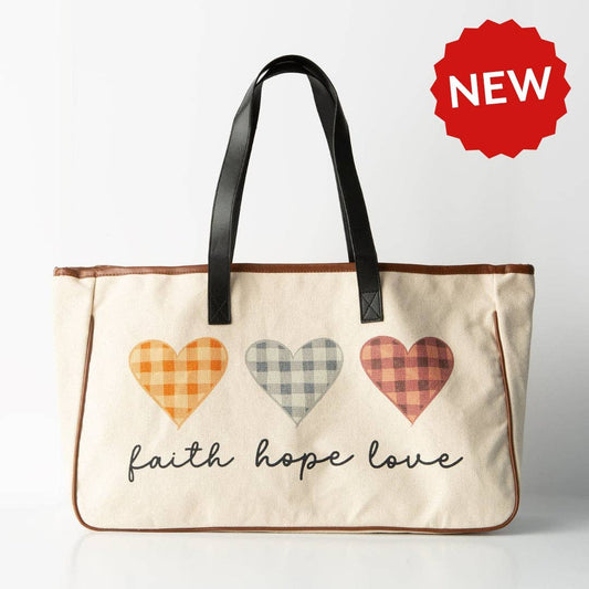 Faith Hope Love Heart Canvas Tote Bag
