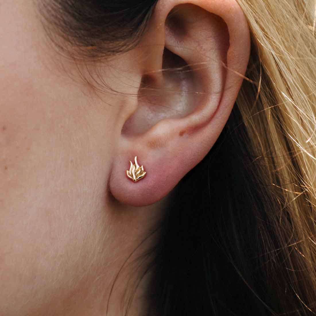 Bronze Fire Flame Post Earrings 7x5mm