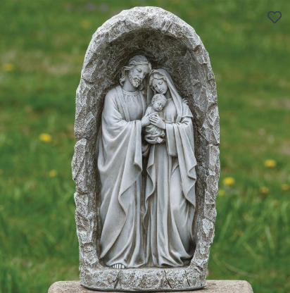 18.75"H LED SOLAR HOLY FAMILY GROTTO GARDEN STATUE