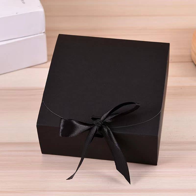 24pcs, 5 colors 3 sizes square paper gift box w/ ribbon
