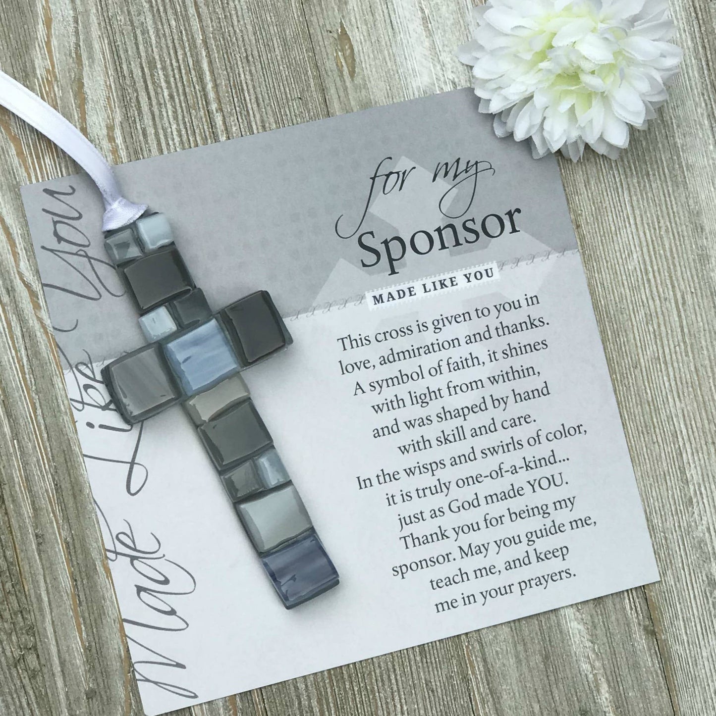 Sponsor Thank You  Gift USA Handmade Mosaic Glass Cross 4495