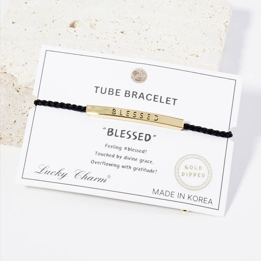 Inspirational Messages "Blessed" Tube Bar Bracelet