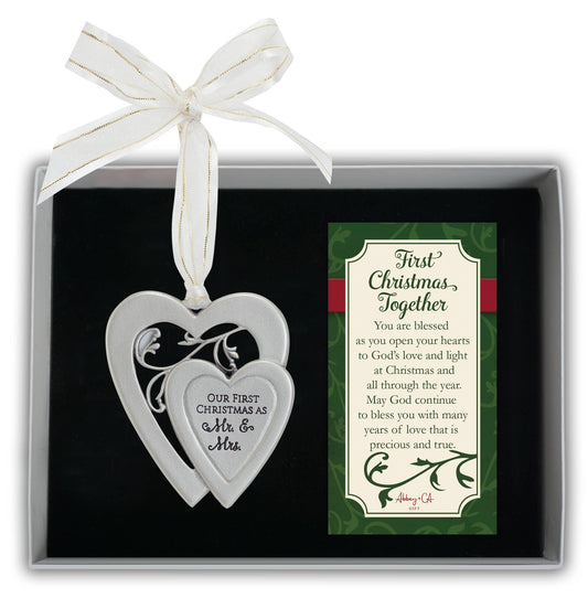 Mr. & Mrs. First Christmas Double Heart Ornament