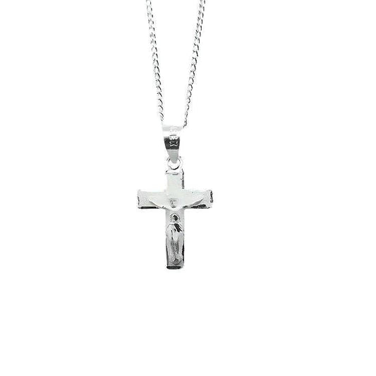 Silver Crucifix Mini Pendant Necklace 18-inch