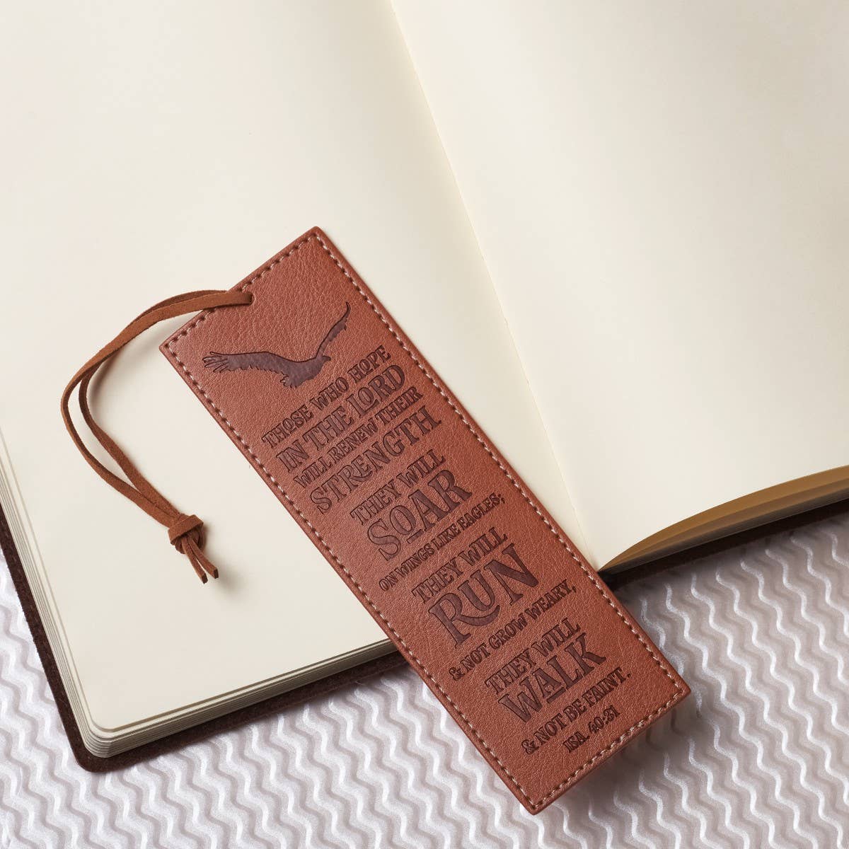 Bookmark Faux Leather Brow Soar, Run, Walk Isa. 40:31