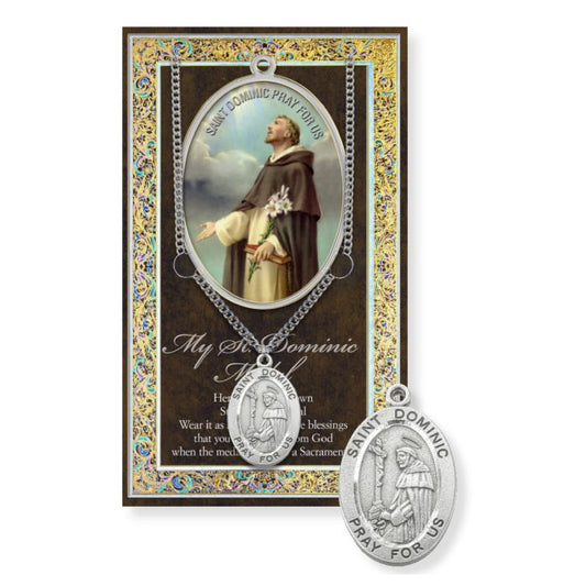 Saint Dominic Genuine Pewter Medal on a 24" Chain