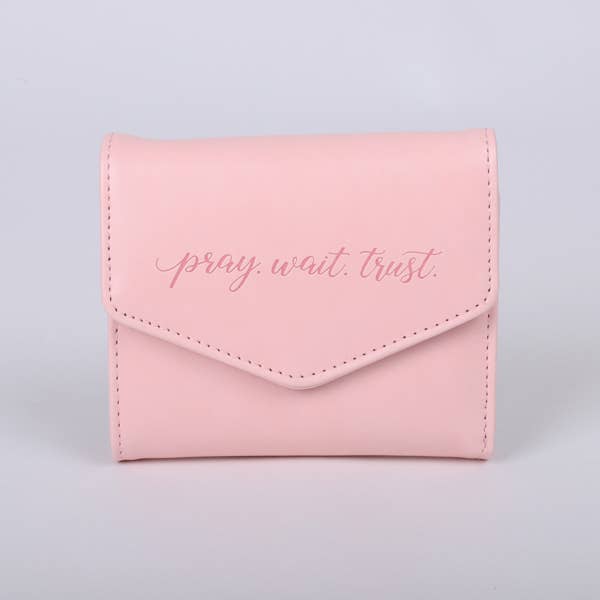 Wallet Pu Women's Pray Wait Trust Pink