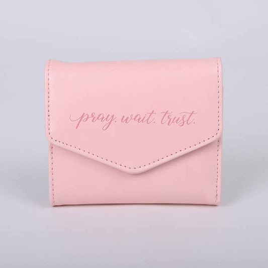 Wallet Pu Women's Pray Wait Trust Pink