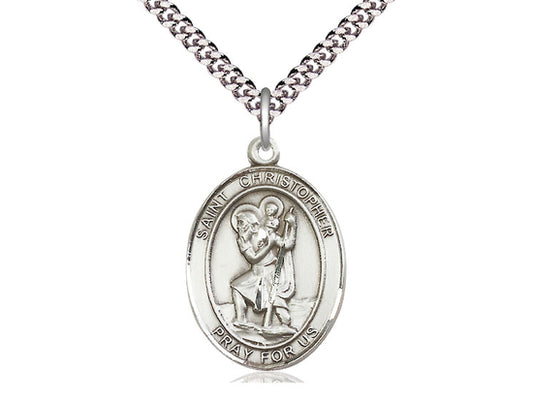St Christopher Oval Medal Necklace (Patron Series)