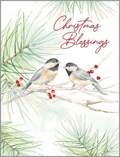 GC - Christmas, 2 Chickadees with Pine