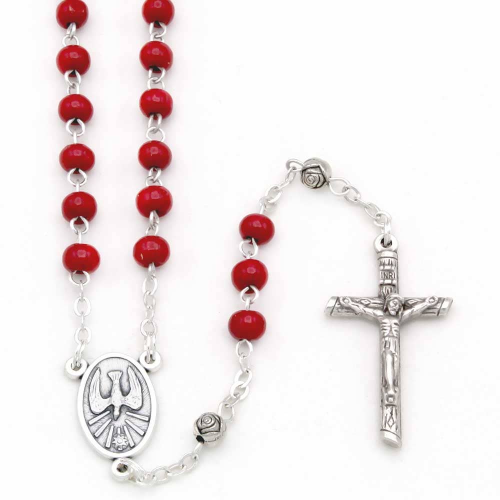 Holy Spirit Rosary Wooden Beads & Keepsake Box Gift Set