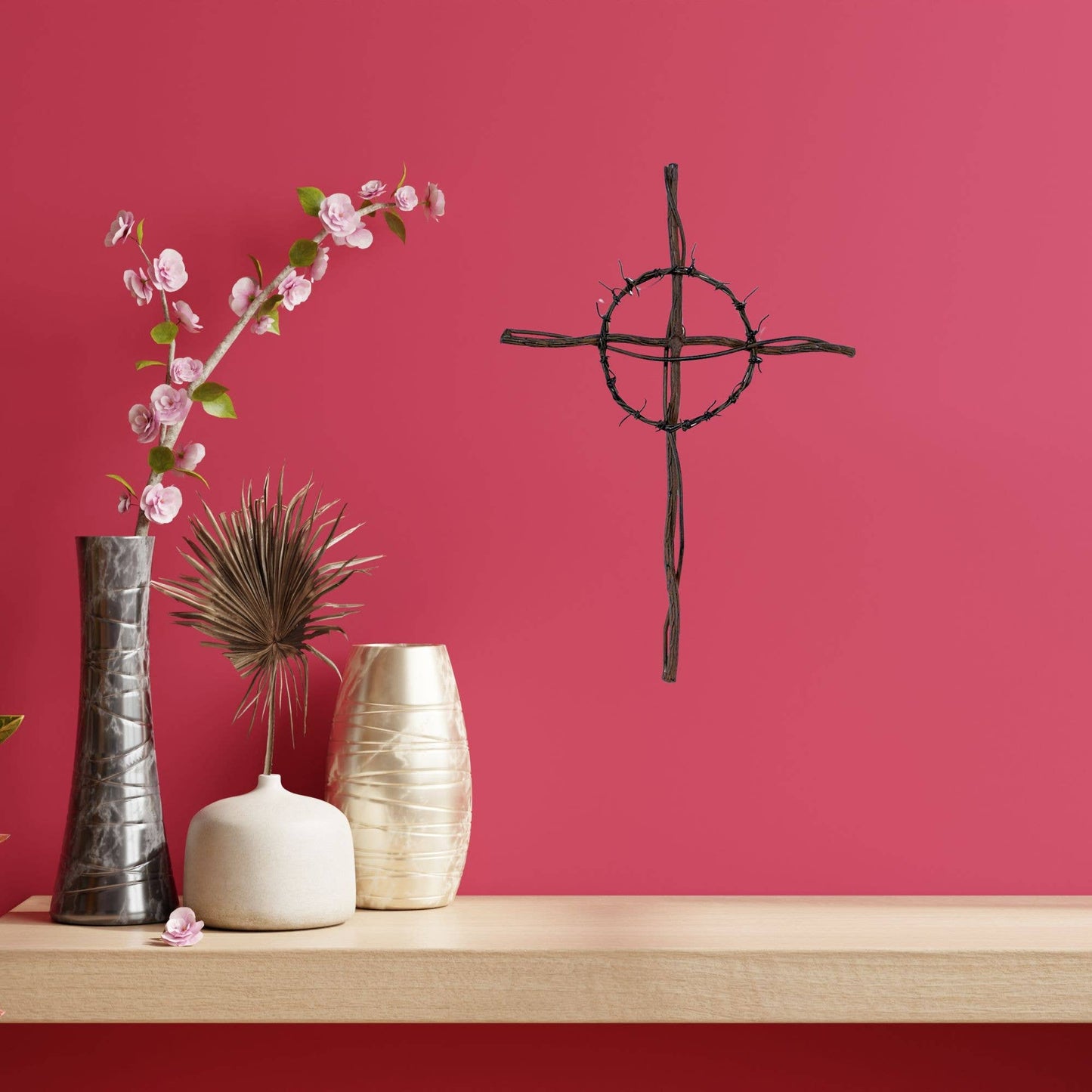 Wall Cross Crown Of Thorns Metal Wire